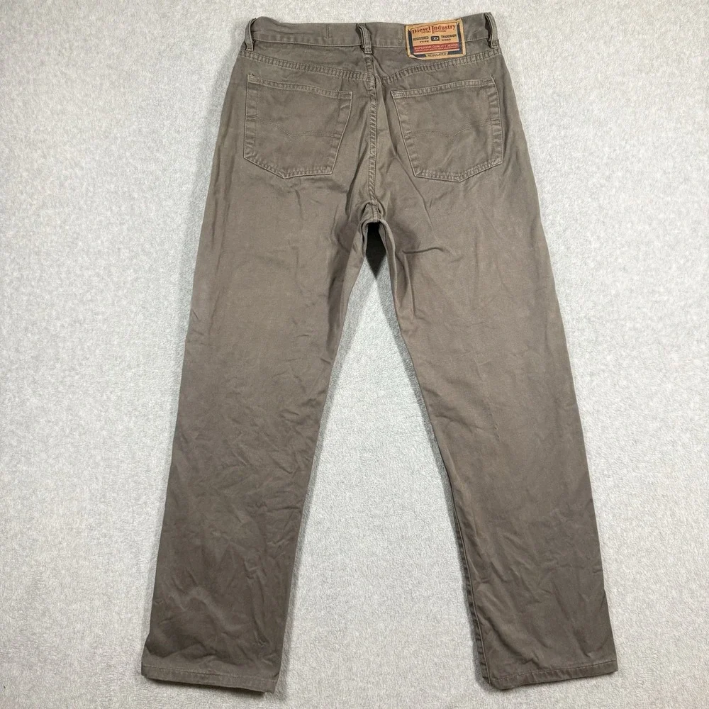 Diesel KULTER Straight Leg Chinos Mens 31x31 Dark Beige Canvas Pants READ Tag 33